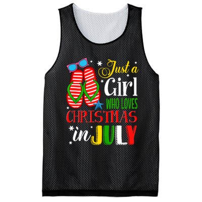 Just A Girl Who Loves Christmas In July Summer Tank Top Mesh Reversible Basketball Jersey Tank