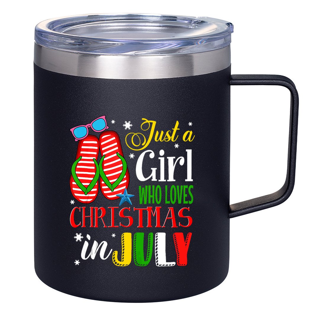 Just A Girl Who Loves Christmas In July Summer Tank Top 12oz Stainless Steel Coffee Mug