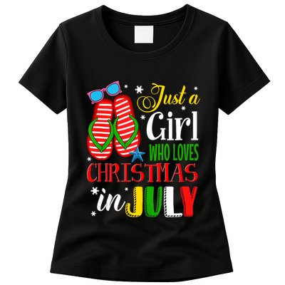 Just A Girl Who Loves Christmas In July Summer Tank Top Womens T-Shirt