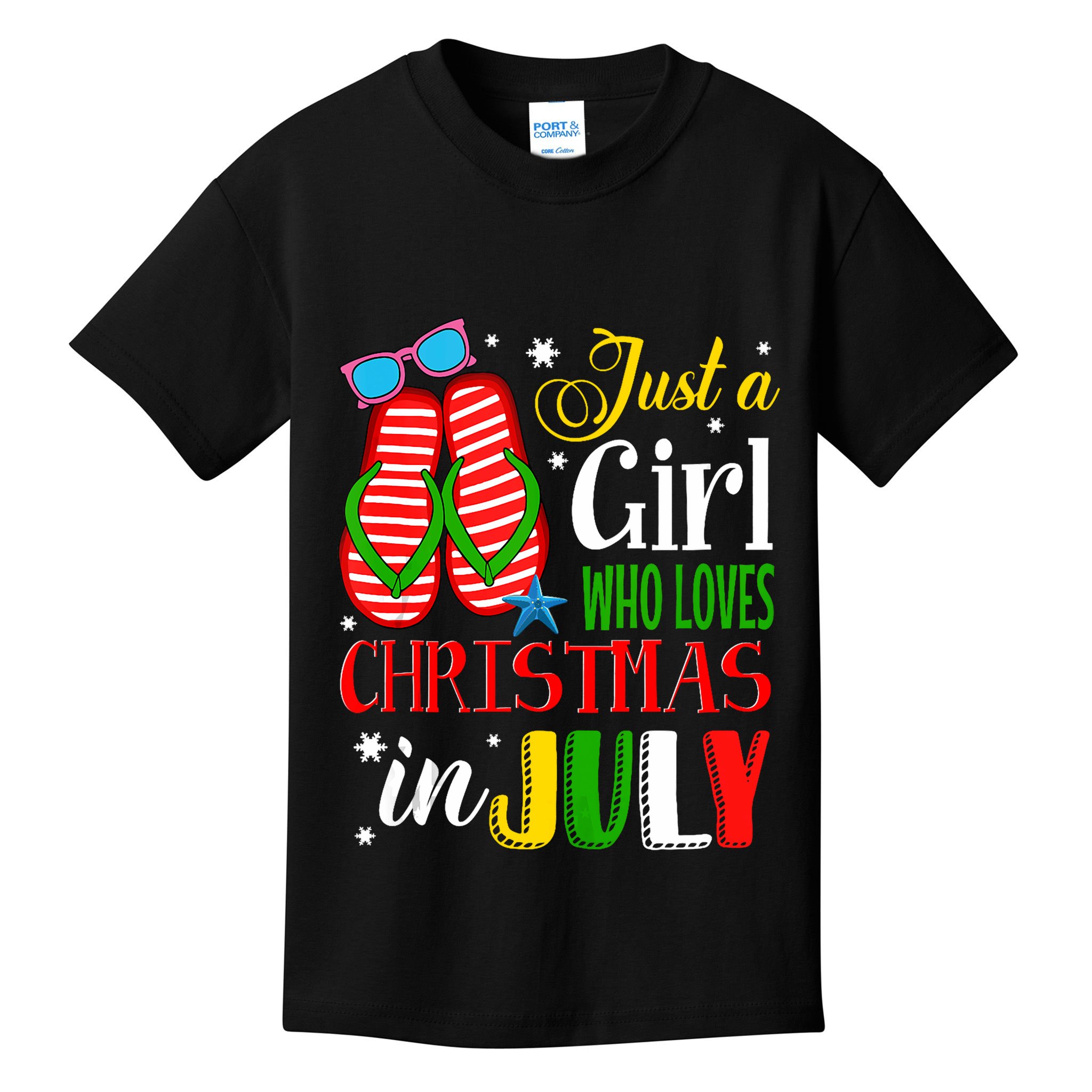 Just A Girl Who Loves Christmas In July Summer Tank Top Kids T-Shirt