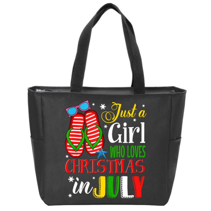 Just A Girl Who Loves Christmas In July Summer Tank Top Zip Tote Bag