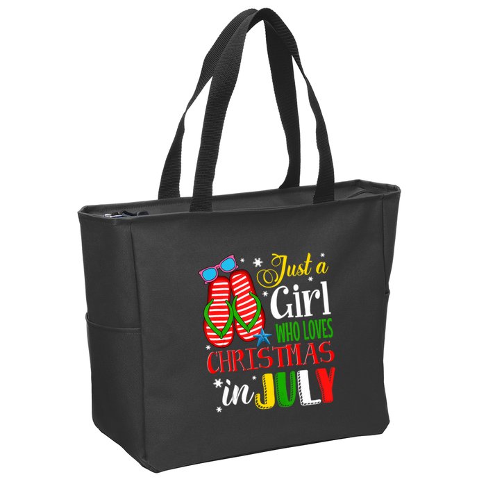 Just A Girl Who Loves Christmas In July Summer Tank Top Zip Tote Bag