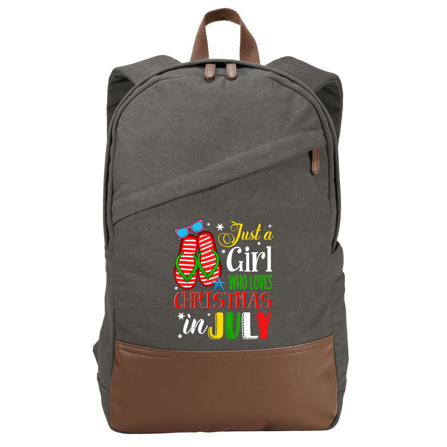 Just A Girl Who Loves Christmas In July Summer Tank Top Cotton Canvas Backpack