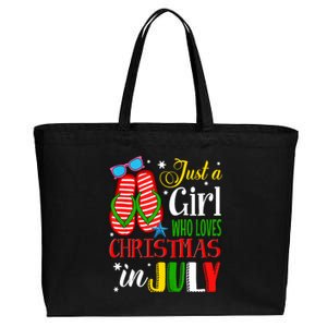 Just A Girl Who Loves Christmas In July Summer Tank Top Cotton Canvas Jumbo Tote