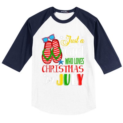 Just A Girl Who Loves Christmas In July Summer Tank Top Baseball Sleeve Shirt