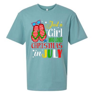 Just A Girl Who Loves Christmas In July Summer Tank Top Sueded Cloud Jersey T-Shirt