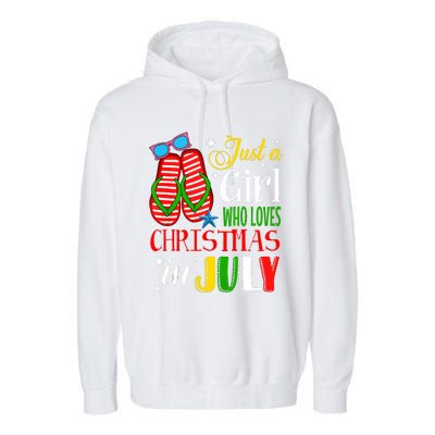 Just A Girl Who Loves Christmas In July Summer Tank Top Garment-Dyed Fleece Hoodie