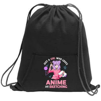 Just A Girl Who Loves Anime And Sketching Short Sleeve Sweatshirt Cinch Pack Bag