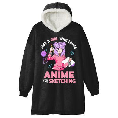 Just A Girl Who Loves Anime And Sketching Short Sleeve Hooded Wearable Blanket