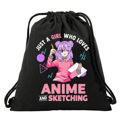 Just A Girl Who Loves Anime And Sketching Short Sleeve Drawstring Bag