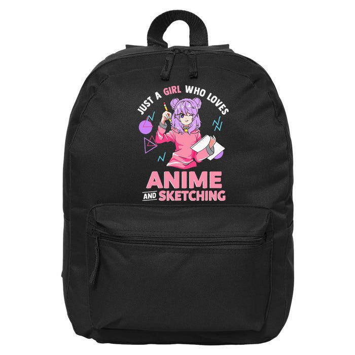 Just A Girl Who Loves Anime And Sketching Short Sleeve 16 in Basic Backpack