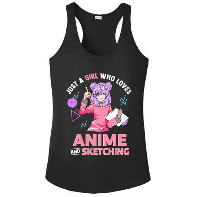 Just A Girl Who Loves Anime And Sketching Short Sleeve Ladies PosiCharge Competitor Racerback Tank