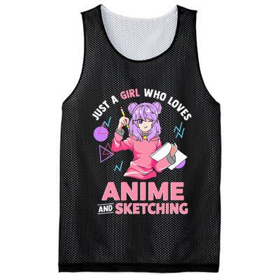 Just A Girl Who Loves Anime And Sketching Short Sleeve Mesh Reversible Basketball Jersey Tank