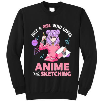 Just A Girl Who Loves Anime And Sketching Short Sleeve Tall Sweatshirt