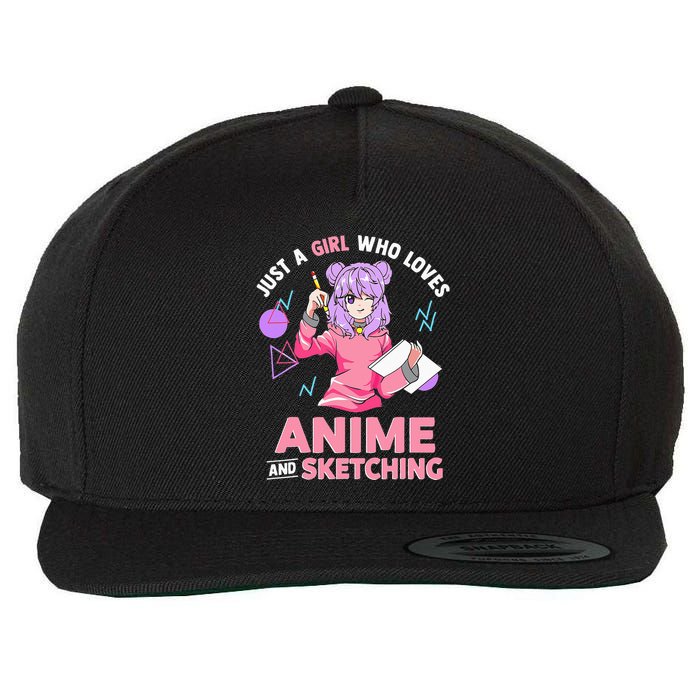 Just A Girl Who Loves Anime And Sketching Short Sleeve Wool Snapback Cap