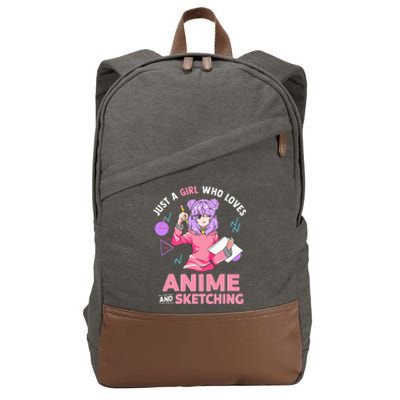 Just A Girl Who Loves Anime And Sketching Short Sleeve Cotton Canvas Backpack