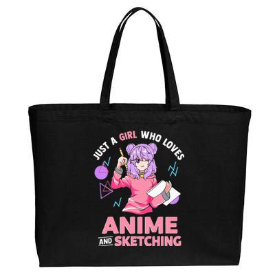 Just A Girl Who Loves Anime And Sketching Short Sleeve Cotton Canvas Jumbo Tote