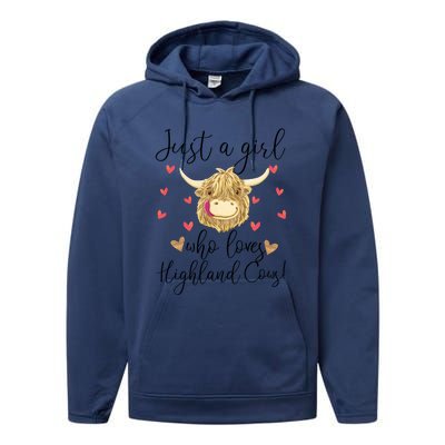 Just A Girl Who Loves Highland Cows Performance Fleece Hoodie