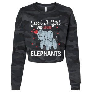 Just A Girl Who Loves Elephants Funny Cute Wo Graphic Cropped Pullover Crew