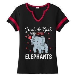 Just A Girl Who Loves Elephants Funny Cute Wo Graphic Ladies Halftime Notch Neck Tee