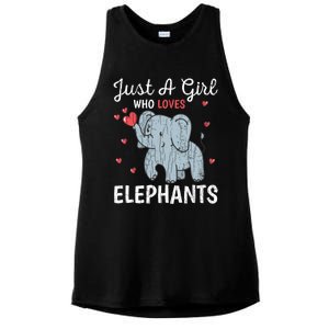 Just A Girl Who Loves Elephants Funny Cute Wo Graphic Ladies PosiCharge Tri-Blend Wicking Tank