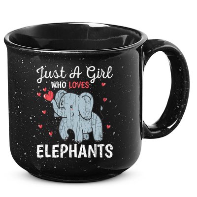 Just A Girl Who Loves Elephants Funny Cute Wo Graphic 15oz Campfire Ceramic Mug