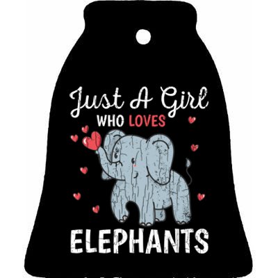 Just A Girl Who Loves Elephants Funny Cute Wo Graphic Ceramic Bell Ornament