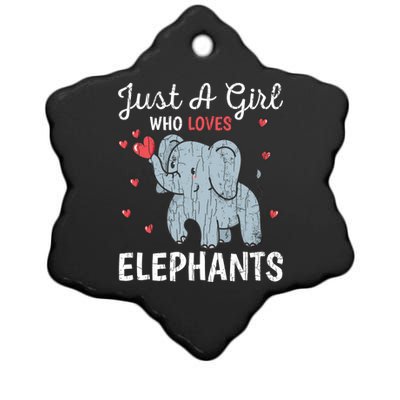 Just A Girl Who Loves Elephants Funny Cute Wo Graphic Ceramic Star Ornament