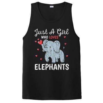 Just A Girl Who Loves Elephants Funny Cute Wo Graphic PosiCharge Competitor Tank