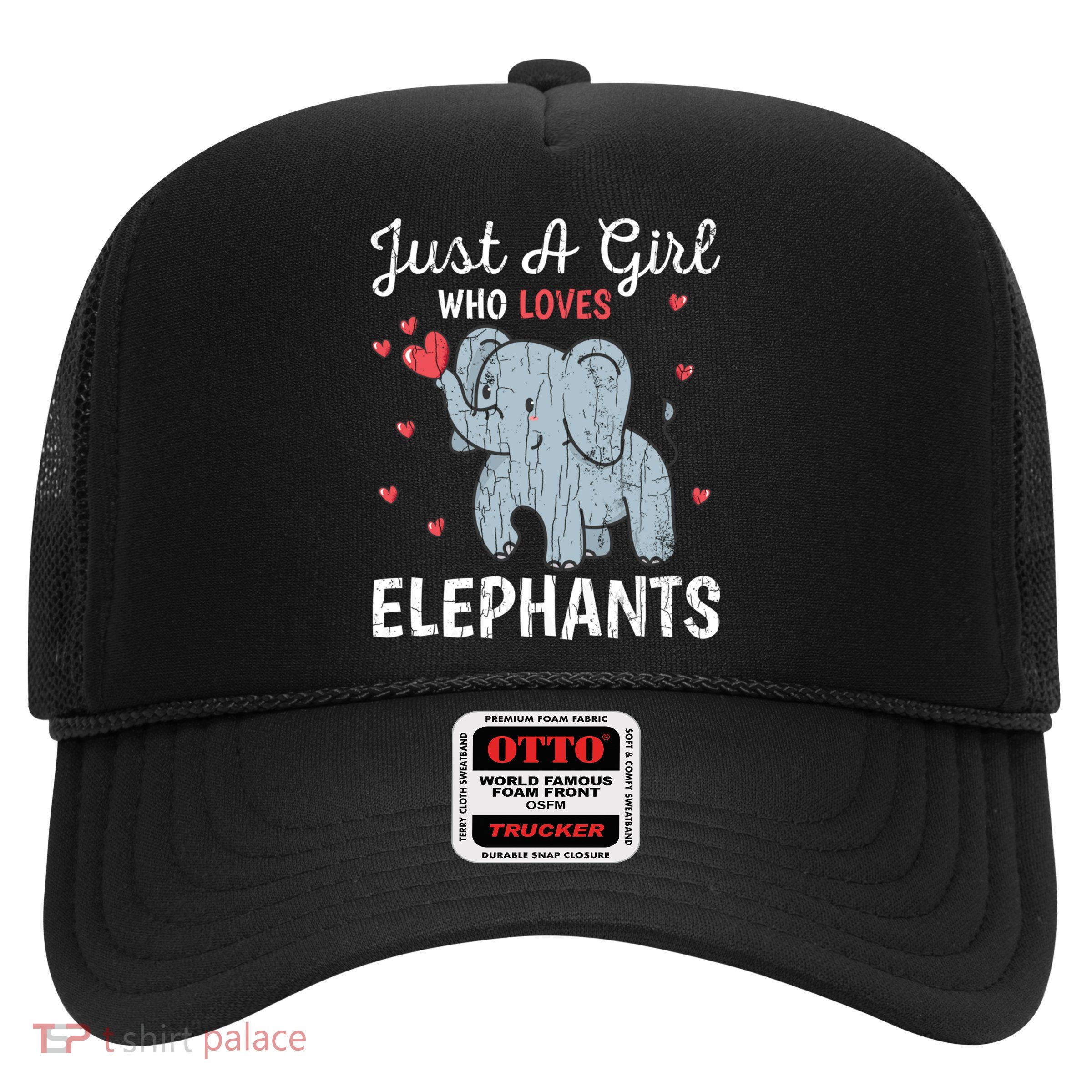 Just A Girl Who Loves Elephants Funny Cute Wo Graphic Trucker Hat