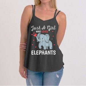 Just A Girl Who Loves Elephants Funny Cute Wo Graphic Women's Strappy Tank