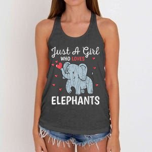 Just A Girl Who Loves Elephants Funny Cute Wo Graphic Women's Knotted Racerback Tank