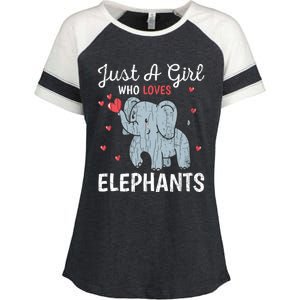 Just A Girl Who Loves Elephants Funny Cute Wo Graphic Enza Ladies Jersey Colorblock Tee