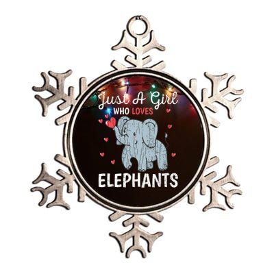 Just A Girl Who Loves Elephants Funny Cute Wo Graphic Metallic Star Ornament