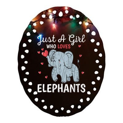 Just A Girl Who Loves Elephants Funny Cute Wo Graphic Ceramic Oval Ornament