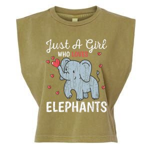 Just A Girl Who Loves Elephants Funny Cute Wo Graphic Garment-Dyed Women's Muscle Tee