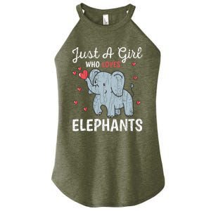 Just A Girl Who Loves Elephants Funny Cute Wo Graphic Women's Perfect Tri Rocker Tank