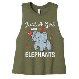 Just A Girl Who Loves Elephants Funny Cute Wo Graphic Women's Racerback Cropped Tank