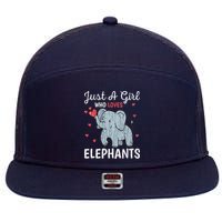 Just A Girl Who Loves Elephants Funny Cute Wo Graphic 7 Panel Mesh Trucker Snapback Hat