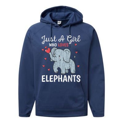 Just A Girl Who Loves Elephants Funny Cute Wo Graphic Performance Fleece Hoodie