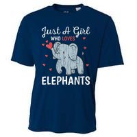 Just A Girl Who Loves Elephants Funny Cute Wo Graphic Cooling Performance Crew T-Shirt