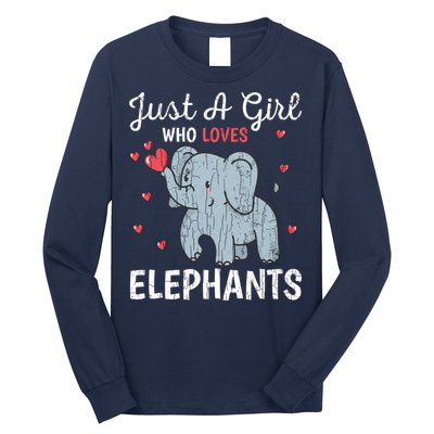 Just A Girl Who Loves Elephants Funny Cute Wo Graphic Long Sleeve Shirt