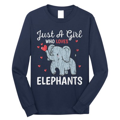 Just A Girl Who Loves Elephants Funny Cute Wo Graphic Long Sleeve Shirt