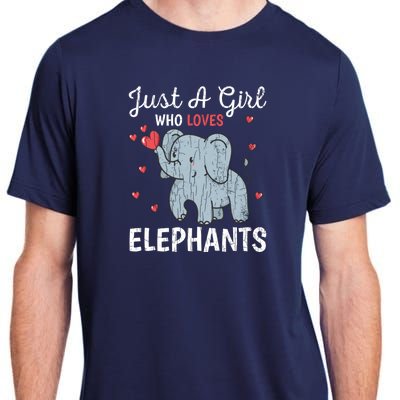 Just A Girl Who Loves Elephants Funny Cute Wo Graphic Adult ChromaSoft Performance T-Shirt