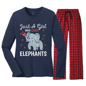 Just A Girl Who Loves Elephants Funny Cute Wo Graphic Women's Long Sleeve Flannel Pajama Set 