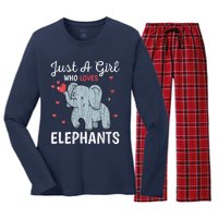 Just A Girl Who Loves Elephants Funny Cute Wo Graphic Women's Long Sleeve Flannel Pajama Set 