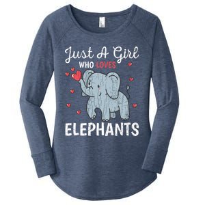 Just A Girl Who Loves Elephants Funny Cute Wo Graphic Women's Perfect Tri Tunic Long Sleeve Shirt