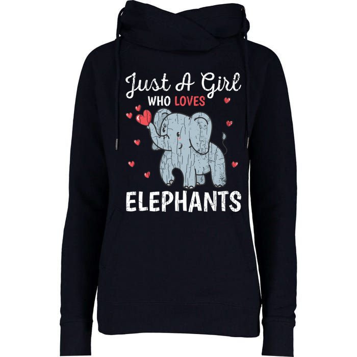 Just A Girl Who Loves Elephants Funny Cute Wo Graphic Womens Funnel Neck Pullover Hood