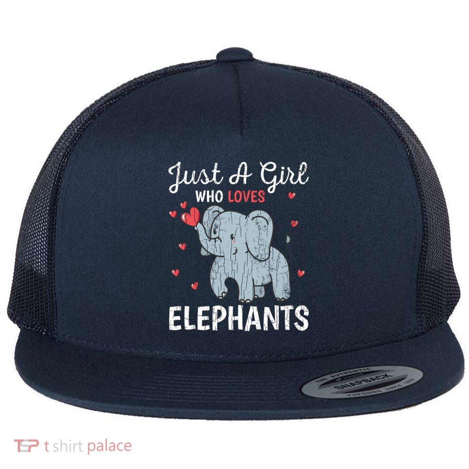 Just A Girl Who Loves Elephants Funny Cute Wo Graphic Flatbill Hat