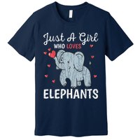 Just A Girl Who Loves Elephants Funny Cute Wo Graphic Premium T-Shirt